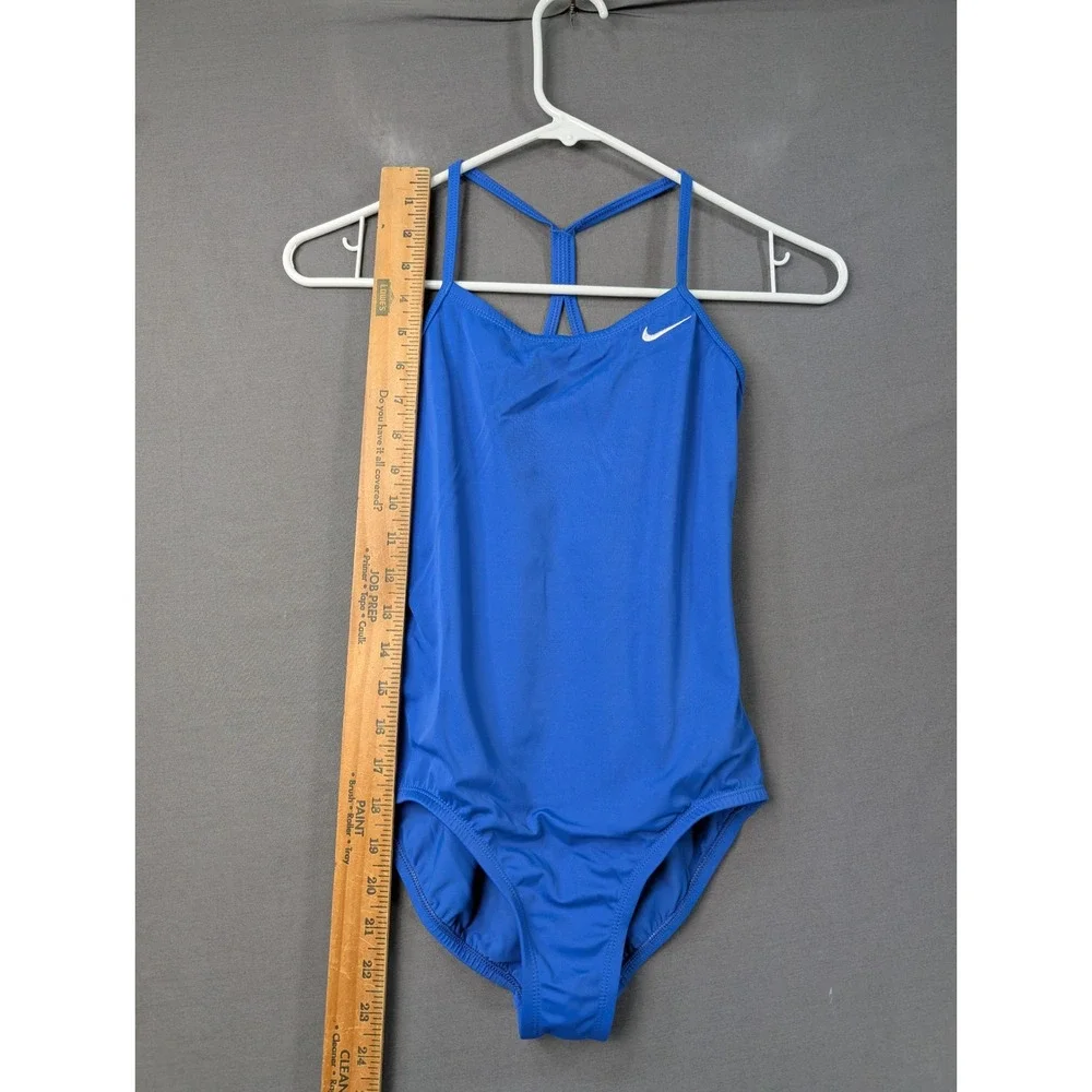 Nike Girls Blue Racerback One Piece Swimsuit NESS9644 Size M 10-12 Years